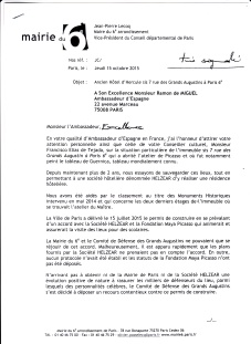 Lettre du Maire du VIème à l'Ambassadeur d'Espagne (p.1)